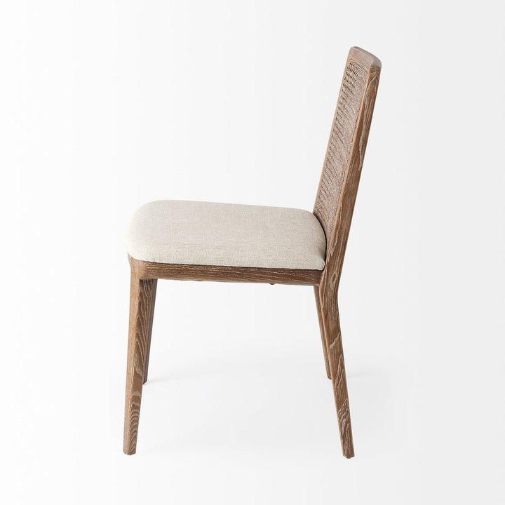 Bowie Cream Fabric |Brown Wood (Side Chair) Dining Chair