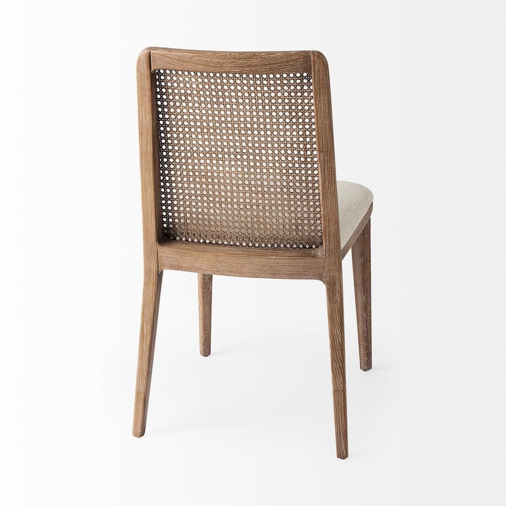 Bowie Cream Fabric |Brown Wood (Side Chair) Dining Chair