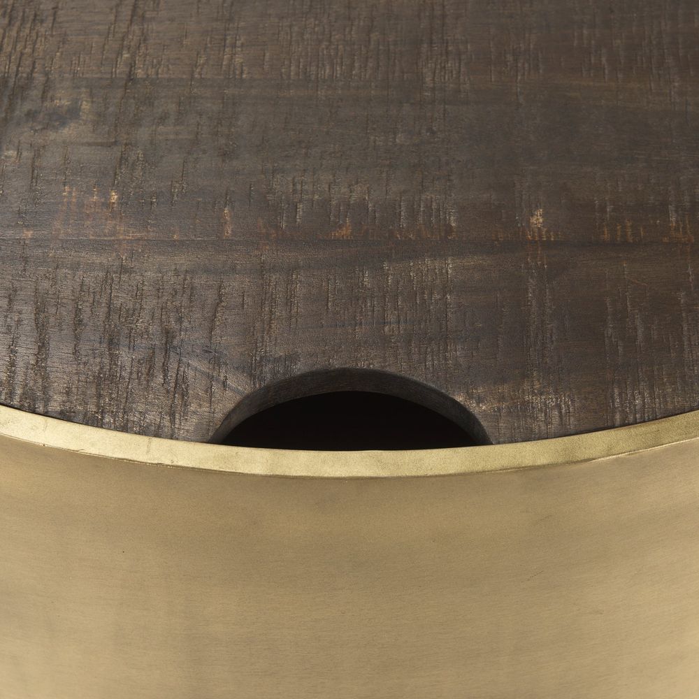 Zenith Gold Metal | Brown Wood Coffee Table