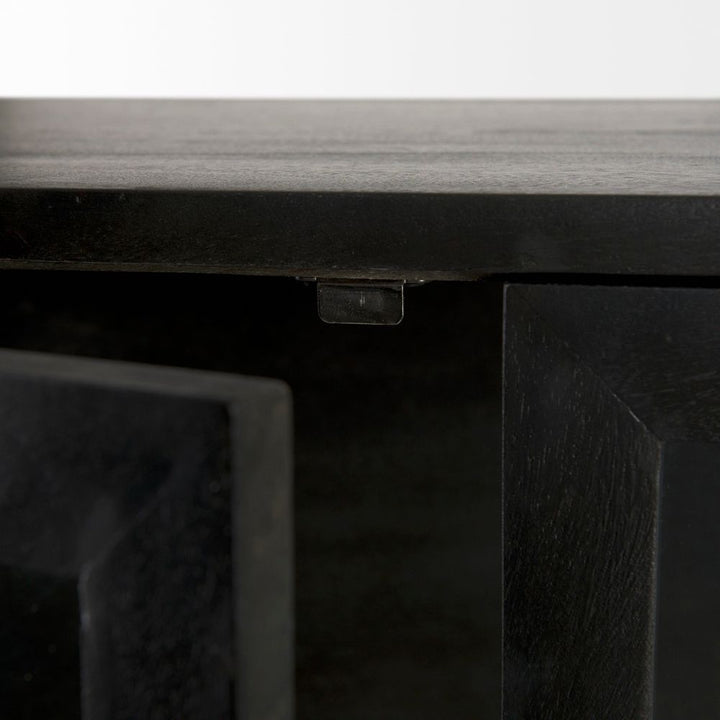 Hendrix Dark Brown Wood | Black Metal Display Cabinet