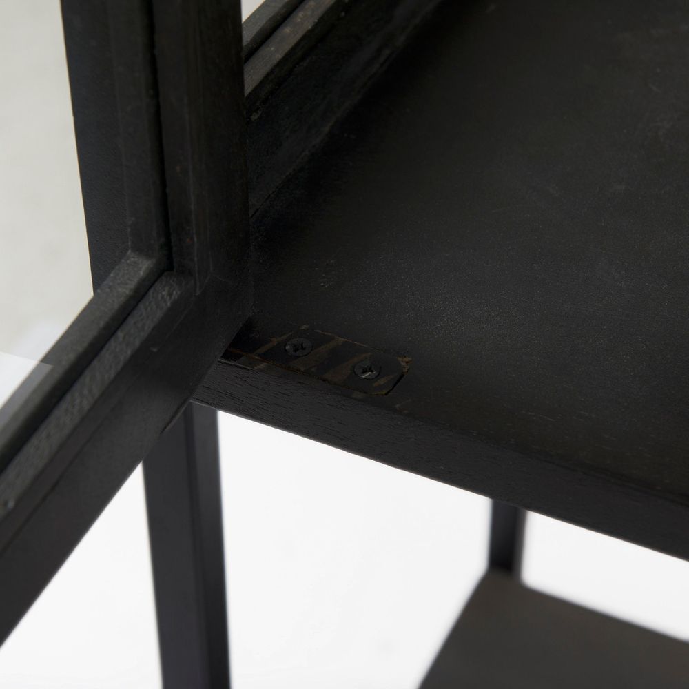 Hendrix Dark Brown Wood | Black Metal Display Cabinet