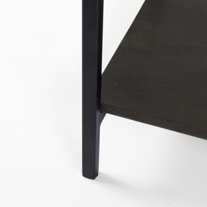Hendrix Dark Brown Wood | Black Metal Display Cabinet