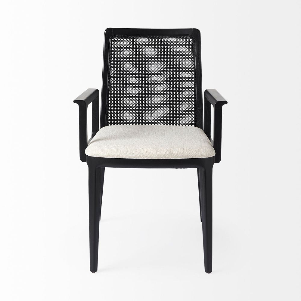 Bowie Cream Fabric |Black Wood (Armchair) Dining Chair