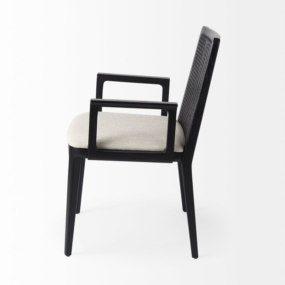 Bowie Cream Fabric |Black Wood (Armchair) Dining Chair