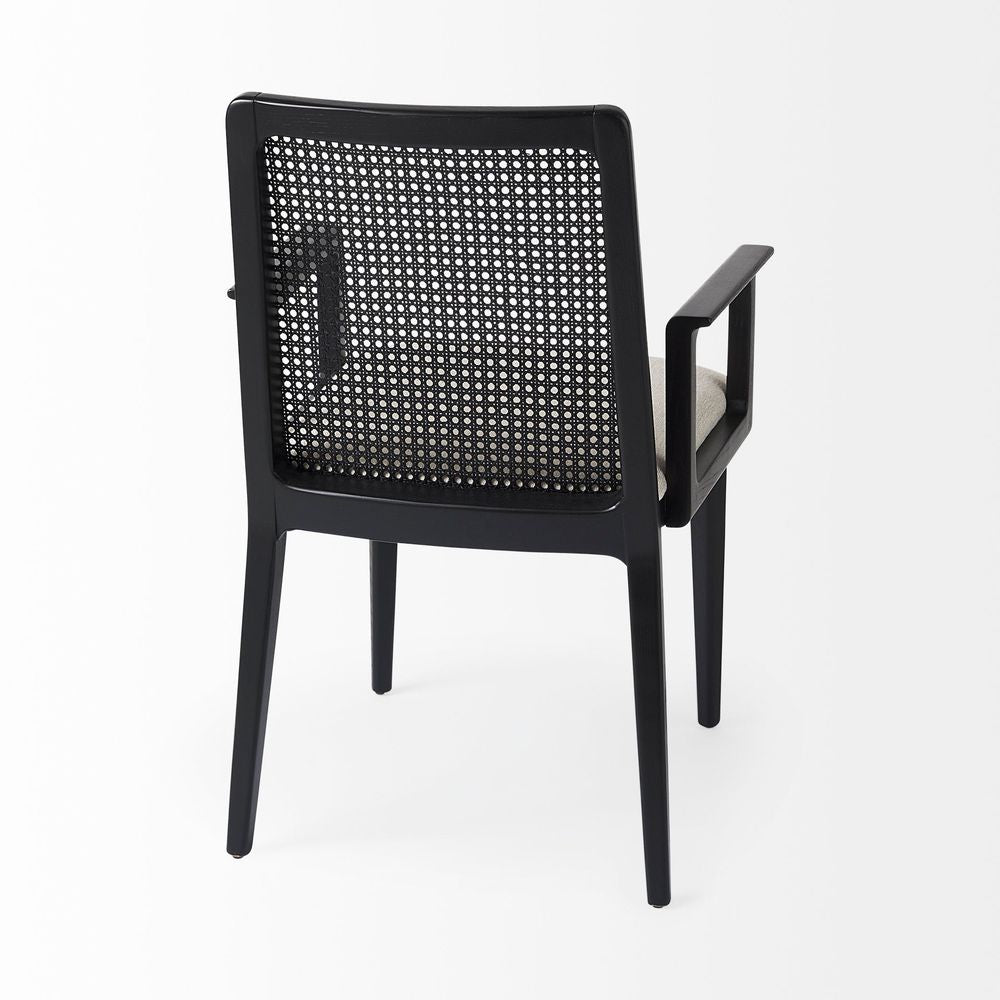 Bowie Cream Fabric |Black Wood (Armchair) Dining Chair