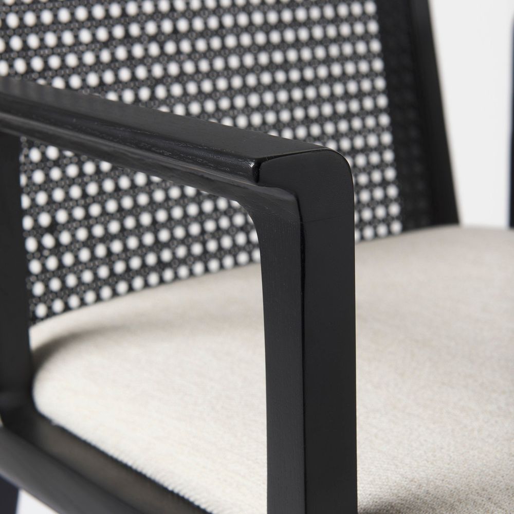 Bowie Cream Fabric |Black Wood (Armchair) Dining Chair