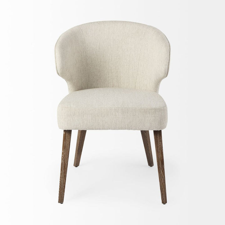 Lawrence Cream Fabric | Medium Brown Wood Dining Chair