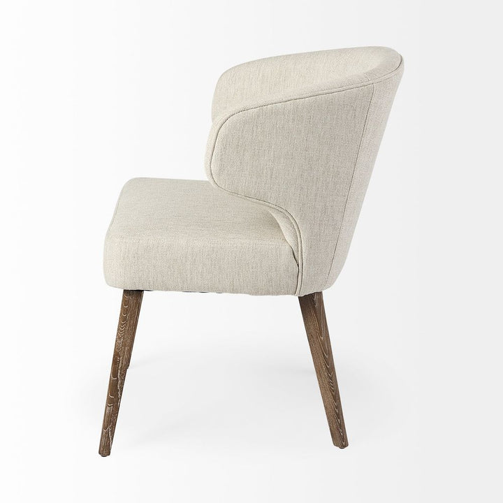 Lawrence Cream Fabric | Medium Brown Wood Dining Chair