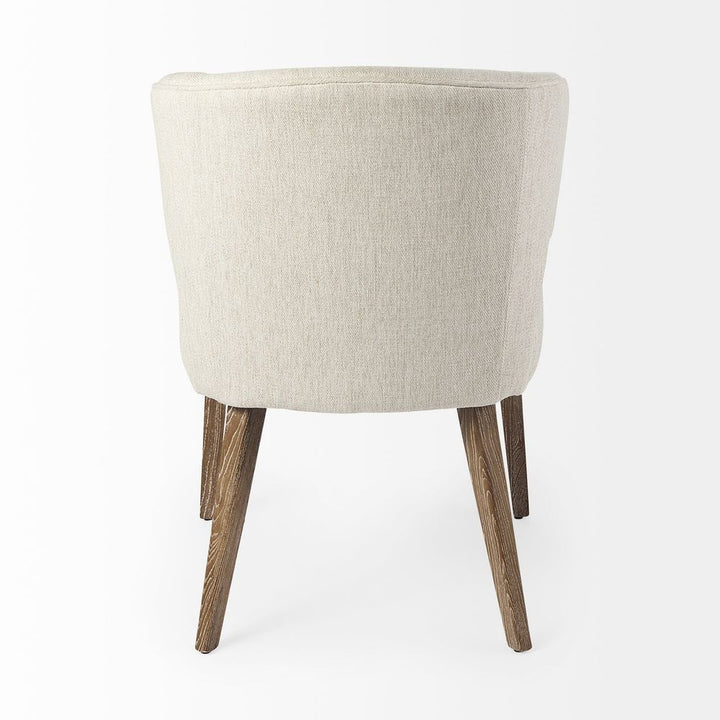 Lawrence Cream Fabric | Medium Brown Wood Dining Chair