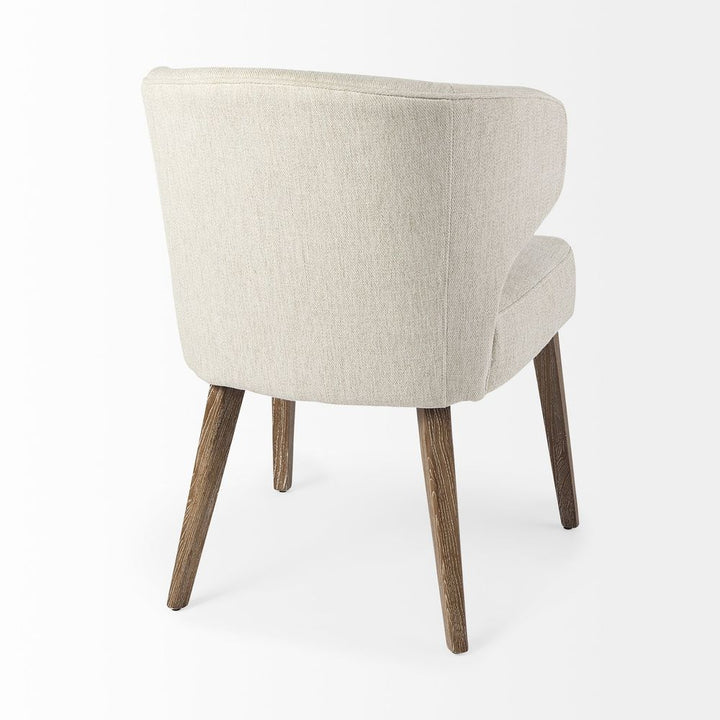 Lawrence Cream Fabric | Medium Brown Wood Dining Chair