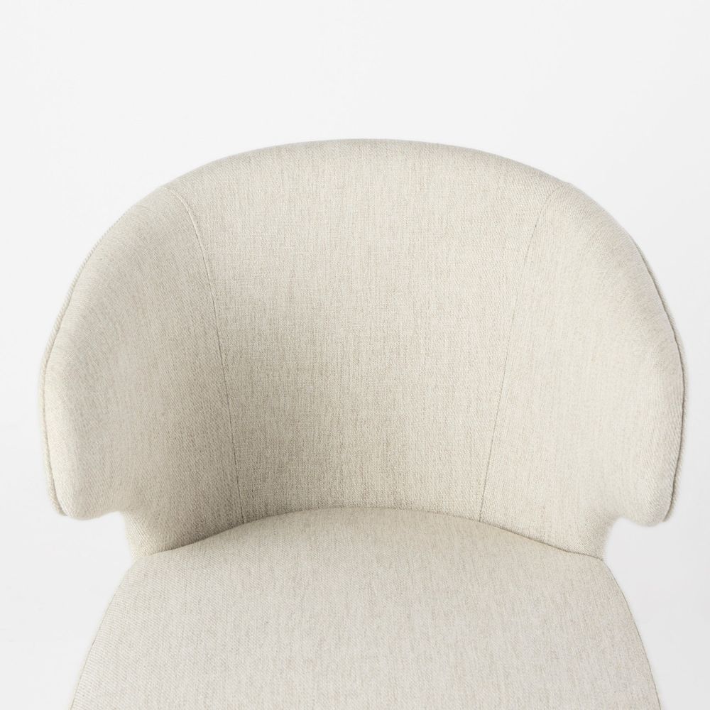 Lawrence Cream Fabric | Medium Brown Wood Dining Chair