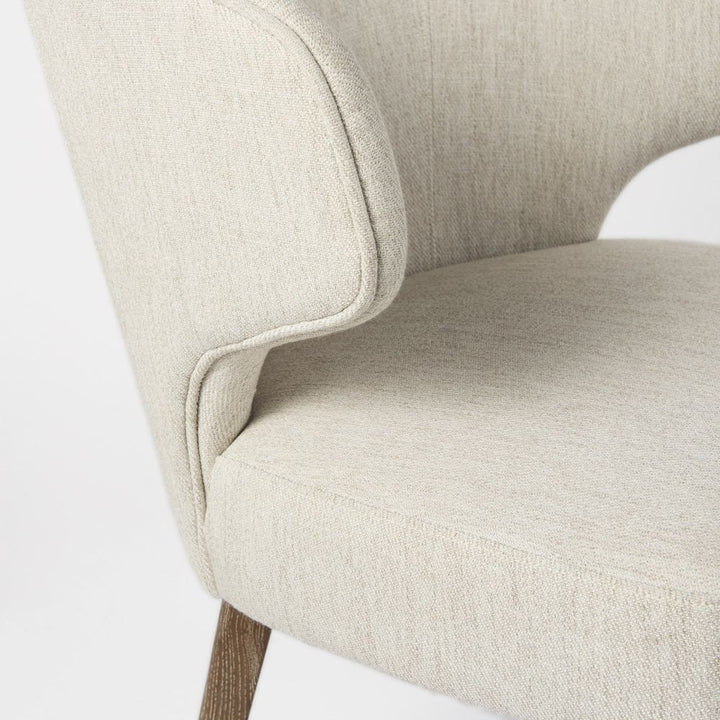 Lawrence Cream Fabric | Medium Brown Wood Dining Chair