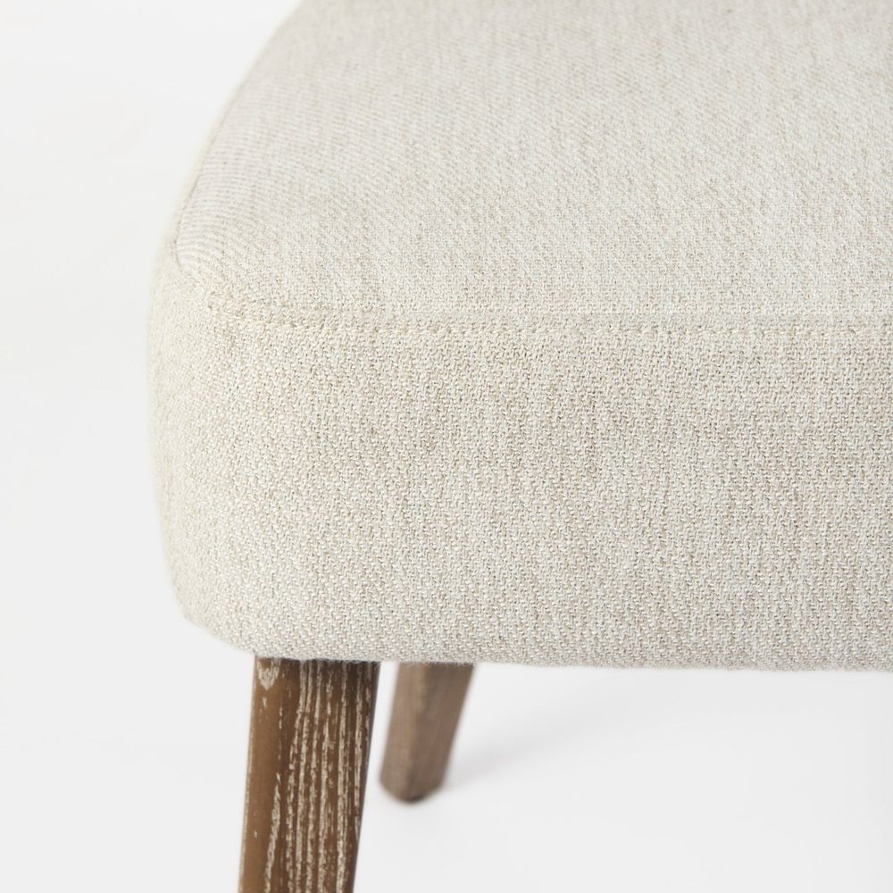 Lawrence Cream Fabric | Medium Brown Wood Dining Chair