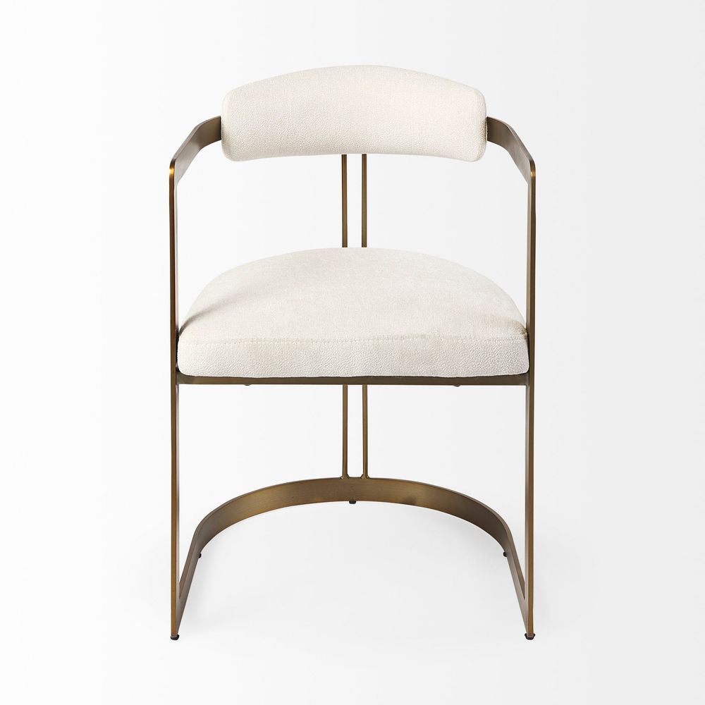 Derek Cream Fabric | Gold Metal Dining Chair