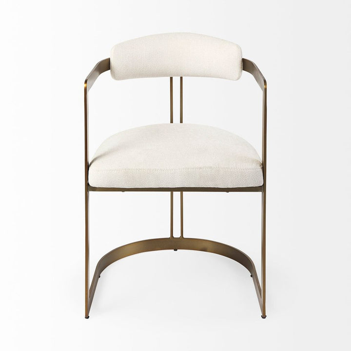 Derek Cream Fabric | Gold Metal Dining Chair