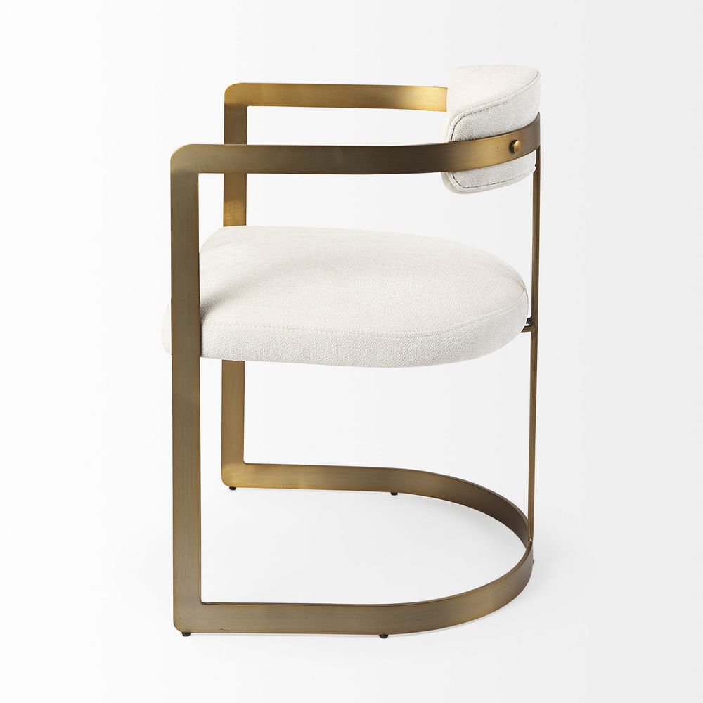 Derek Cream Fabric | Gold Metal Dining Chair