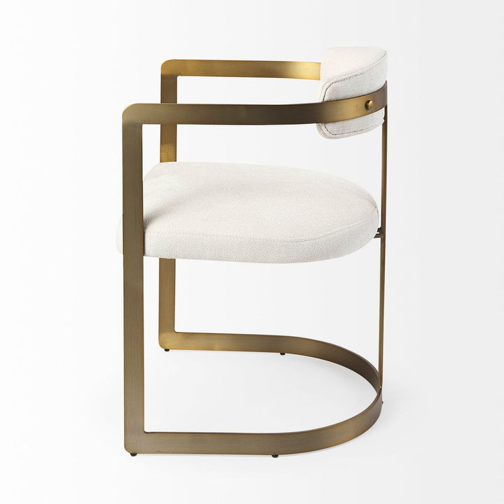 Derek Cream Fabric | Gold Metal Dining Chair