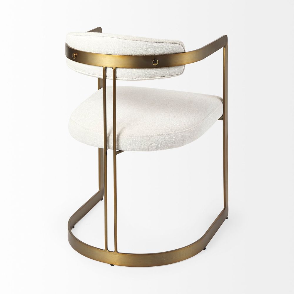 Derek Cream Fabric | Gold Metal Dining Chair