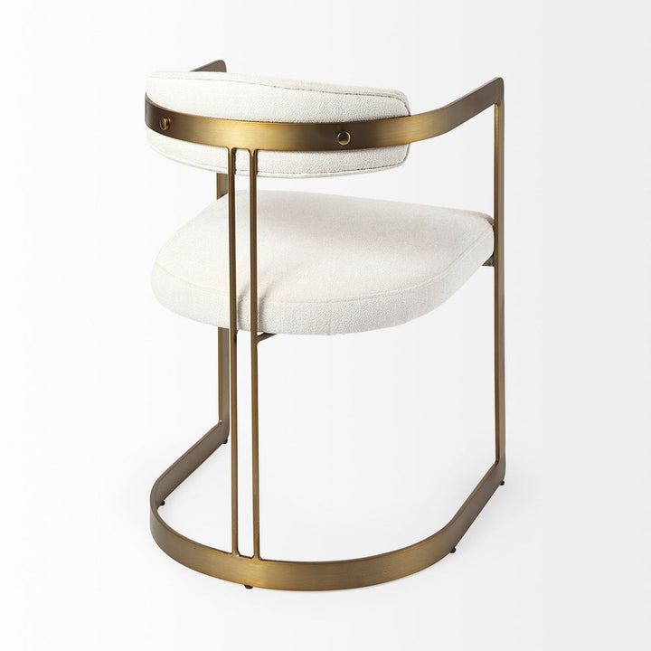 Derek Cream Fabric | Gold Metal Dining Chair
