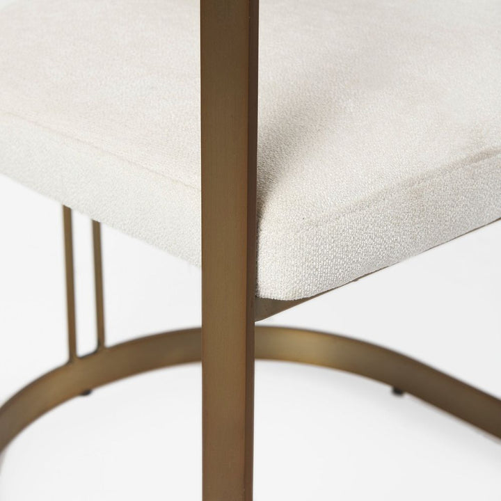 Derek Cream Fabric | Gold Metal Dining Chair