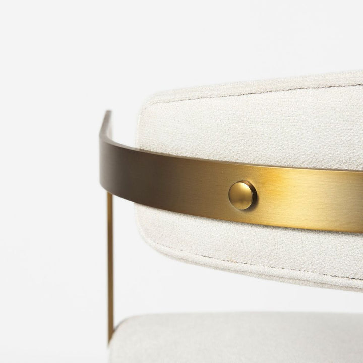 Derek Cream Fabric | Gold Metal Dining Chair