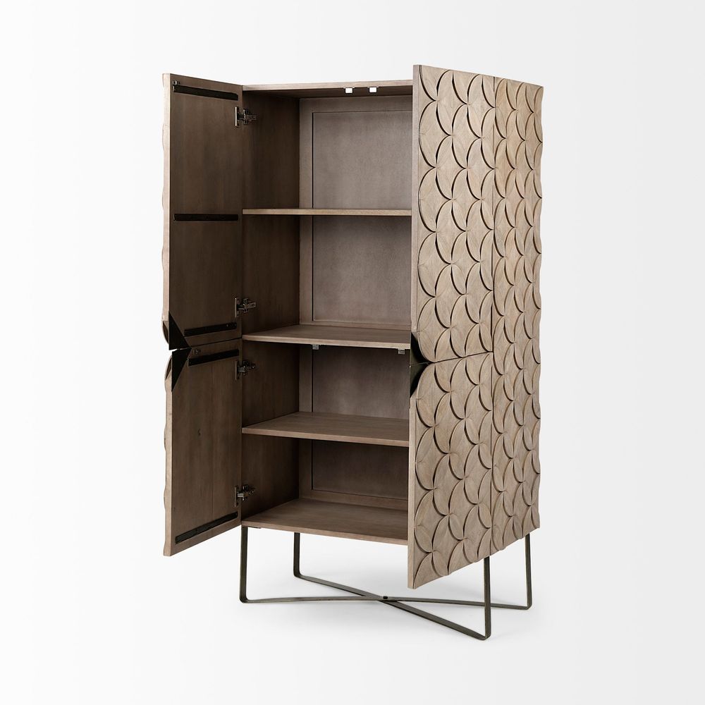 Cabinets & Curios Celestia Brown Wood | Gold Metal Display Cabinet