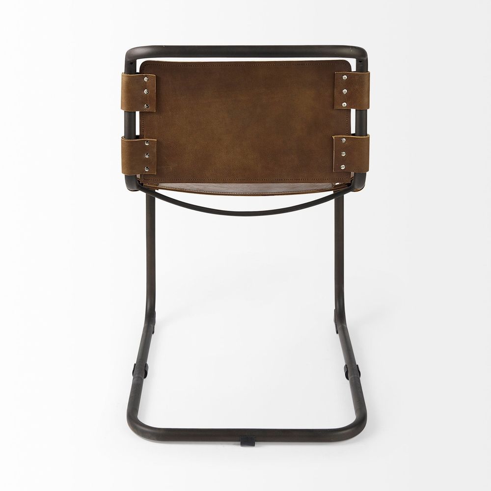 Mirielle Brown Leather |Black Metal Dining Chair