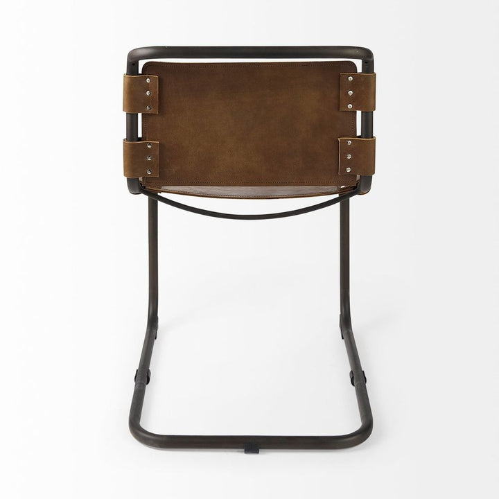 Mirielle Brown Leather |Black Metal Dining Chair