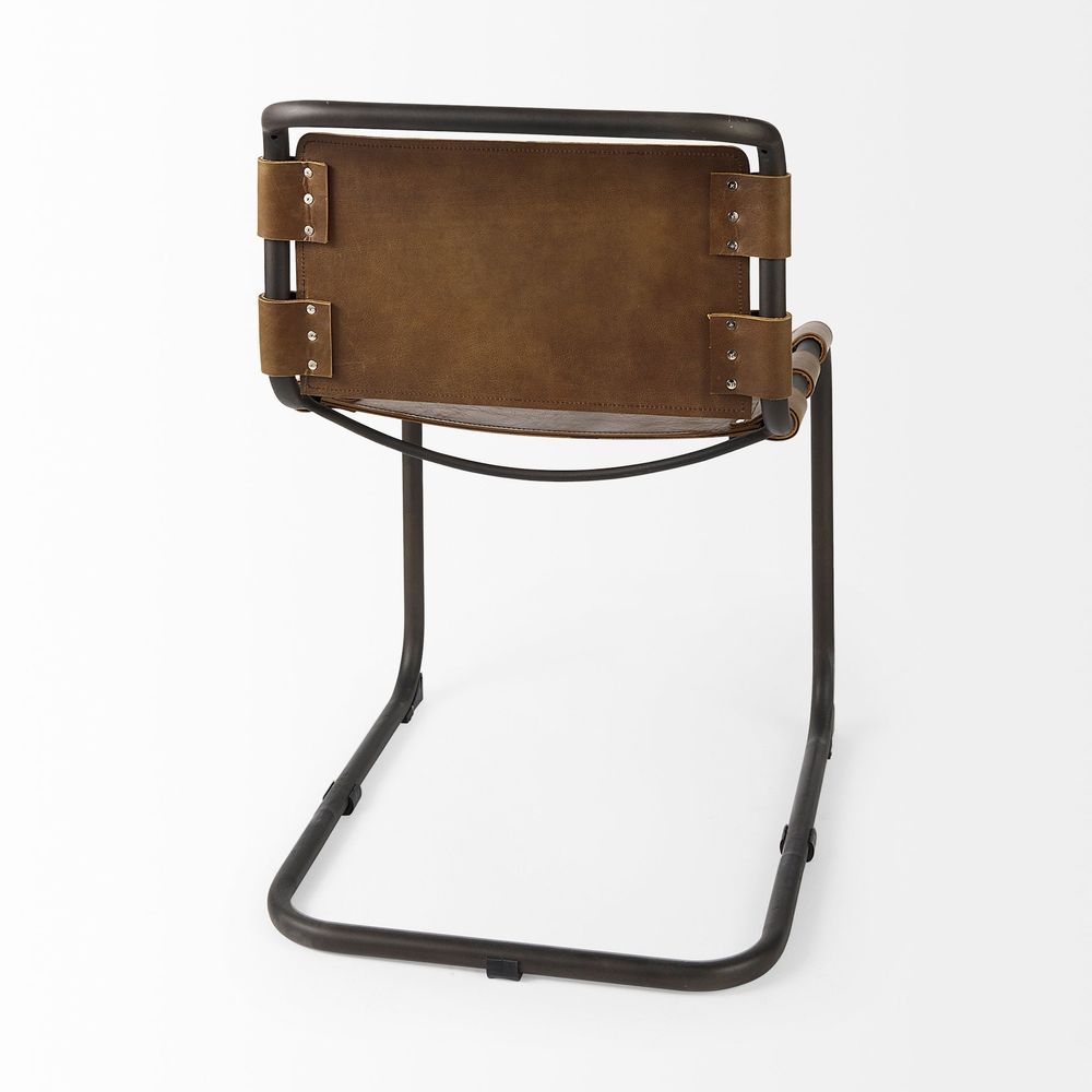 Mirielle Brown Leather |Black Metal Dining Chair