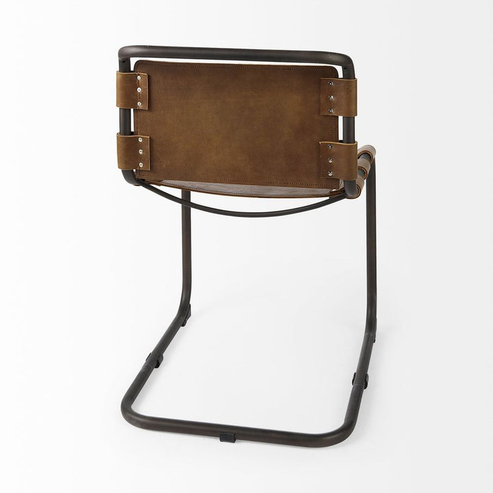 Mirielle Brown Leather |Black Metal Dining Chair