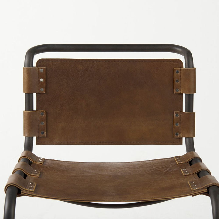 Mirielle Brown Leather |Black Metal Dining Chair