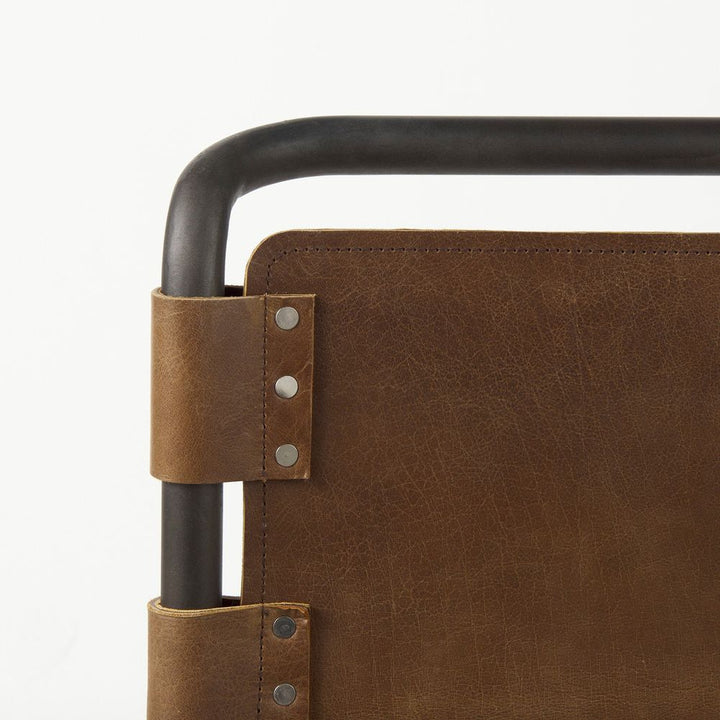 Mirielle Brown Leather |Black Metal Dining Chair