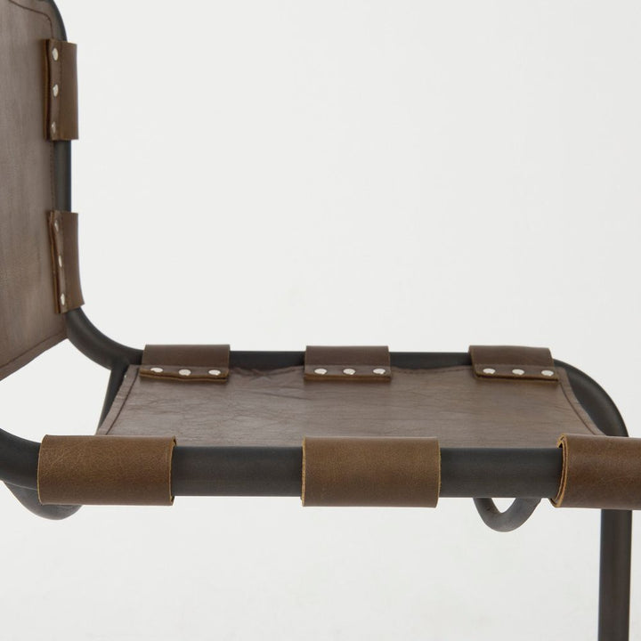 Mirielle Brown Leather |Black Metal Dining Chair