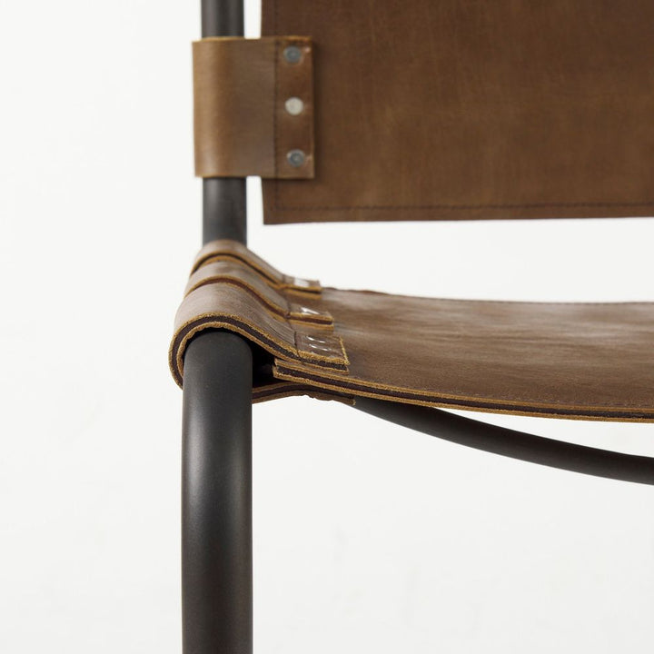 Mirielle Brown Leather |Black Metal Dining Chair