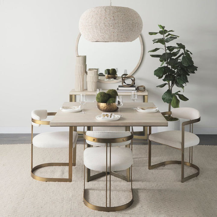 Derek Cream Fabric | Gold Metal Dining Chair