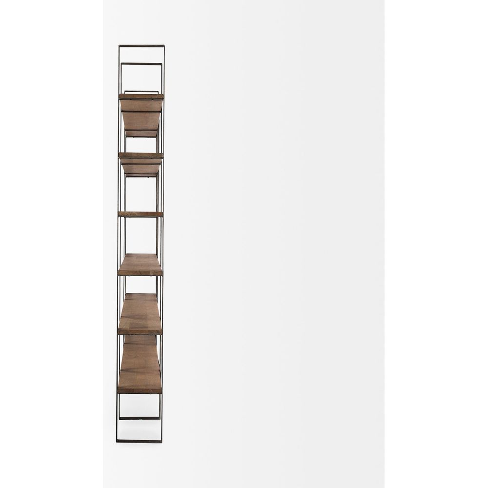 Leander Brown Wood | Nickel Metal Shelving Unit