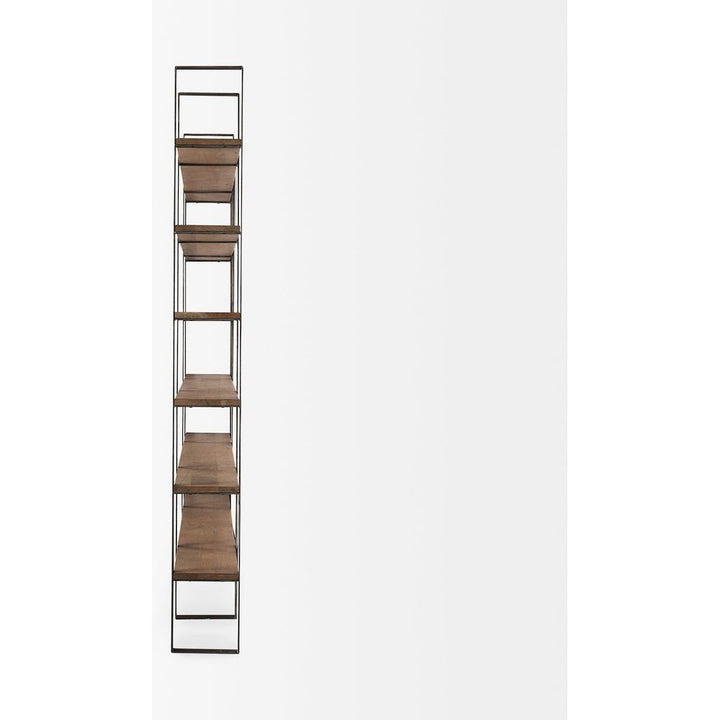 Leander Brown Wood | Nickel Metal Shelving Unit