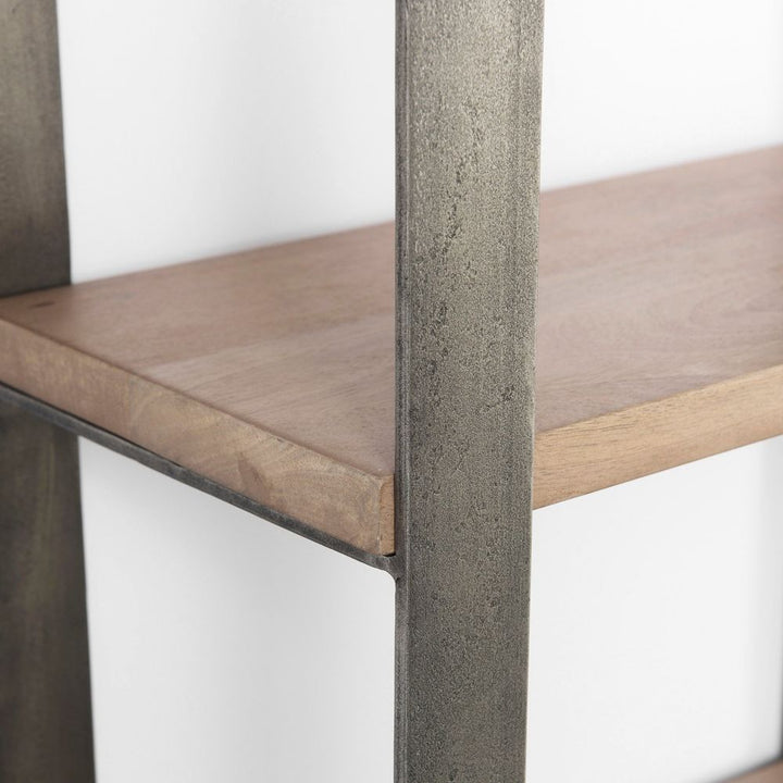 Leander Brown Wood | Nickel Metal Shelving Unit