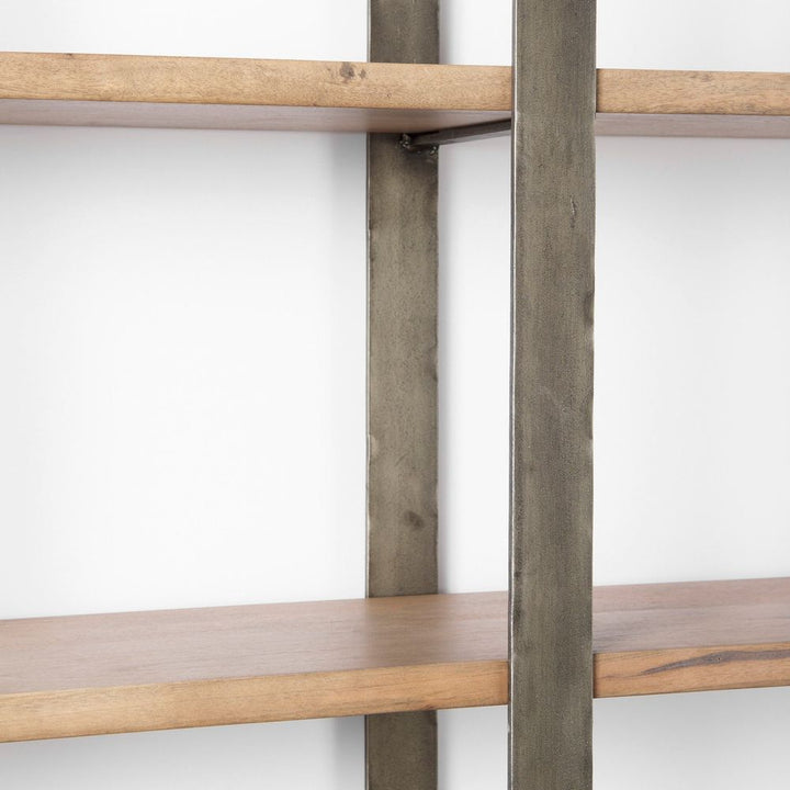 Leander Brown Wood | Nickel Metal Shelving Unit
