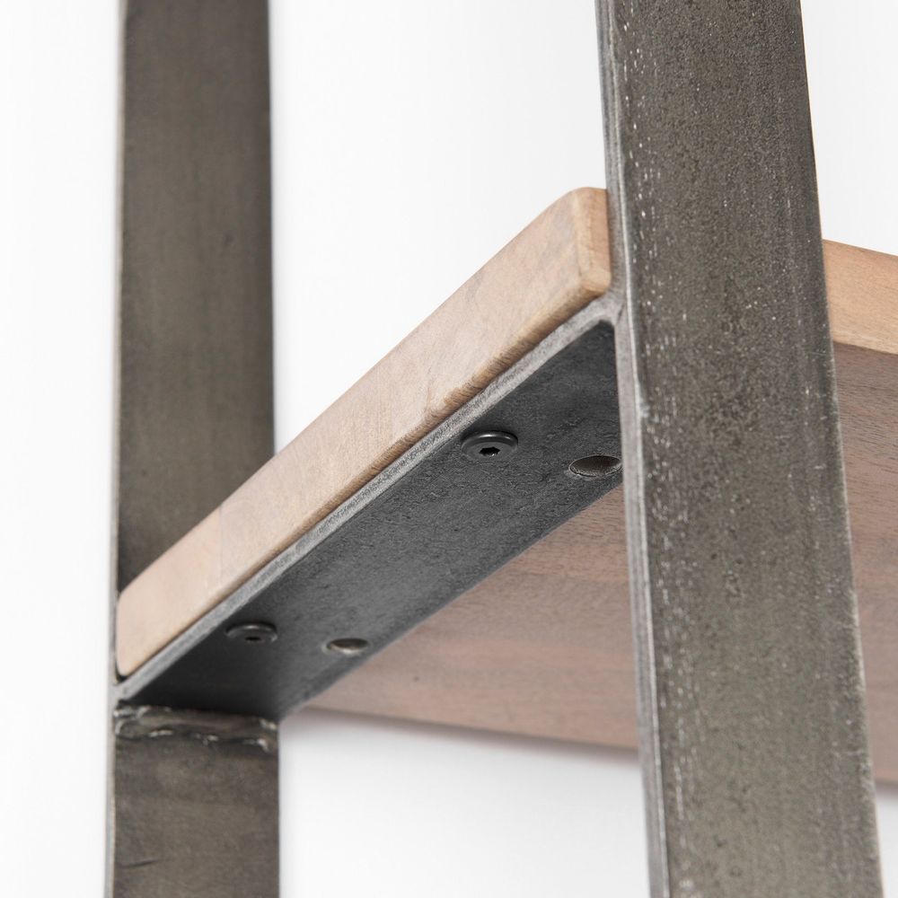 Leander Brown Wood | Nickel Metal Shelving Unit