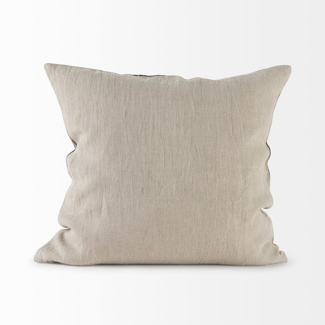 Raquel 18x18 Beige and Black Fabric Plaid Decorative Pillow Cover