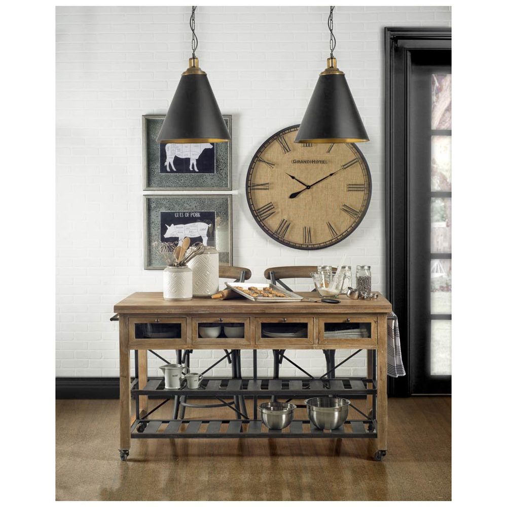 Kitchen Islands Daniella Brown Wood | Black Metal Kitchen Avand