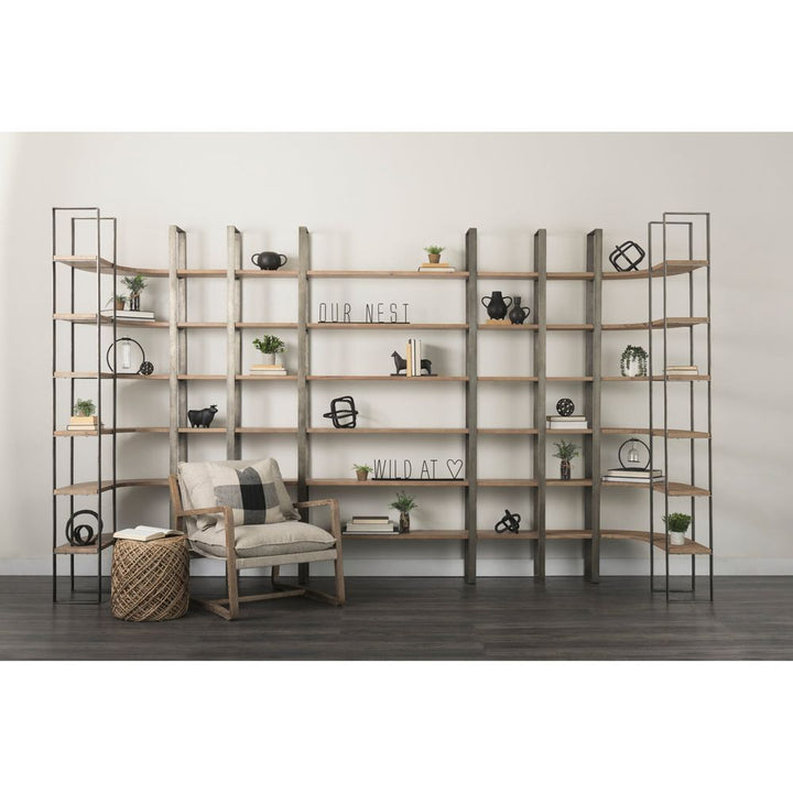 Bookcases & Etageres Leander Brown Wood | Nickel Metal Shelving Unit