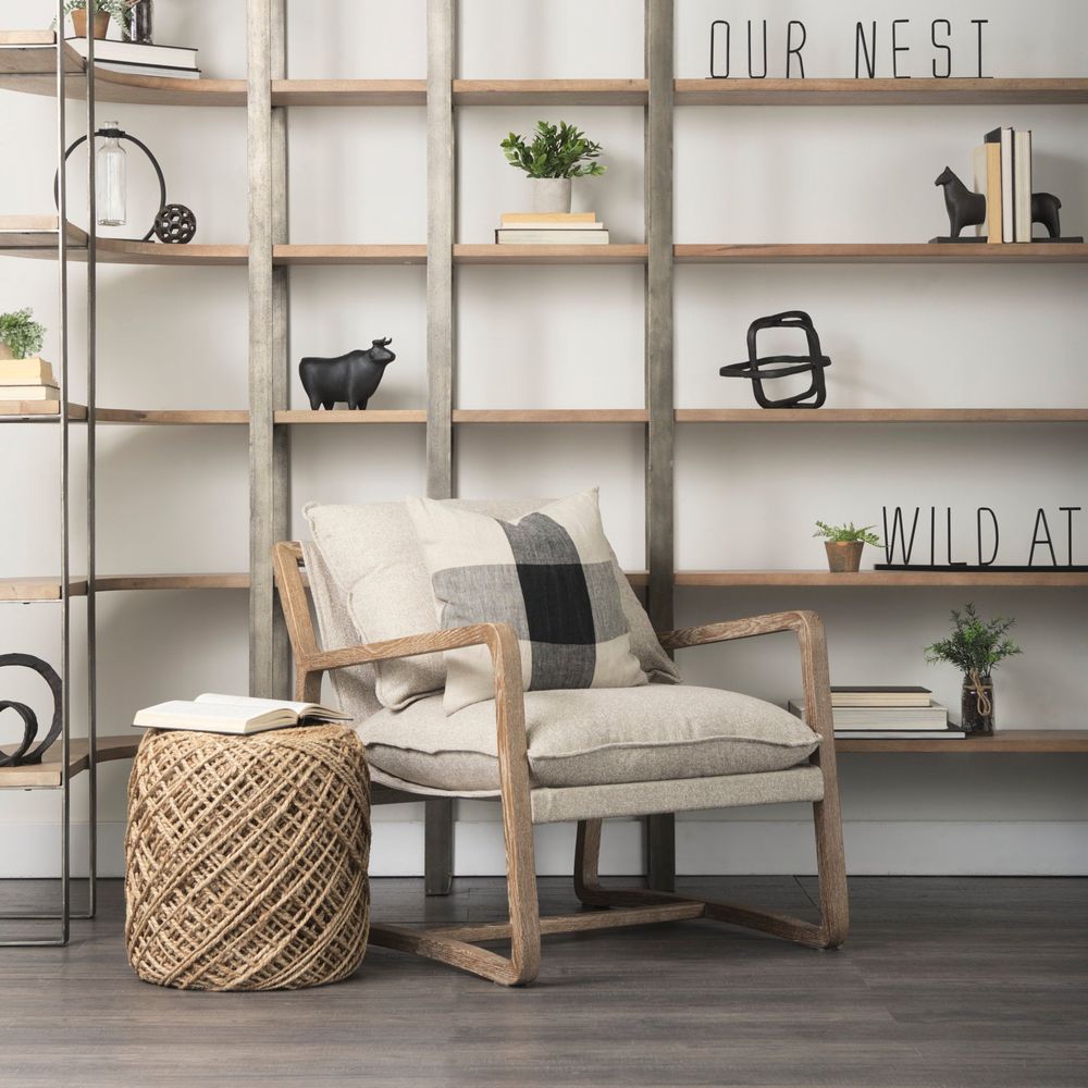 Bookcases & Etageres Leander Brown Wood | Nickel Metal Shelving Unit