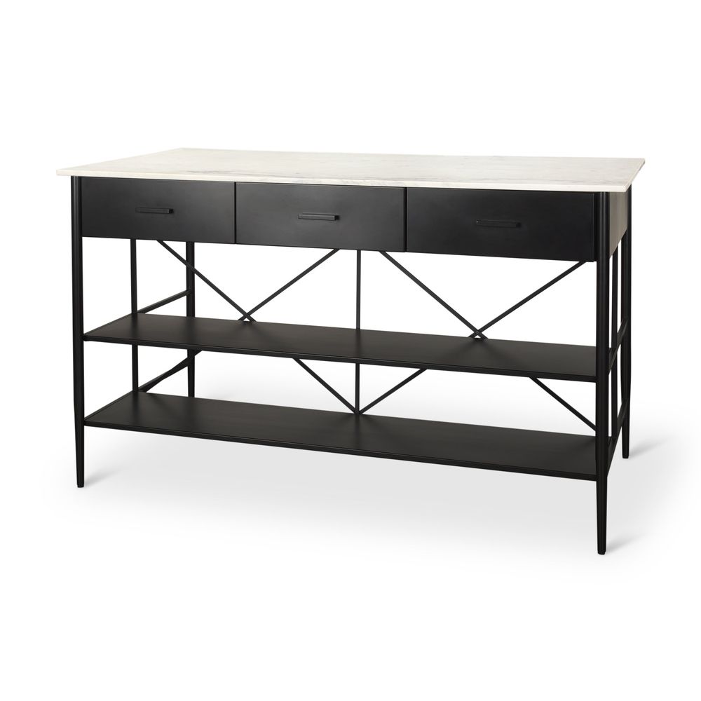 Toryn Kitchen Island with Marble Top