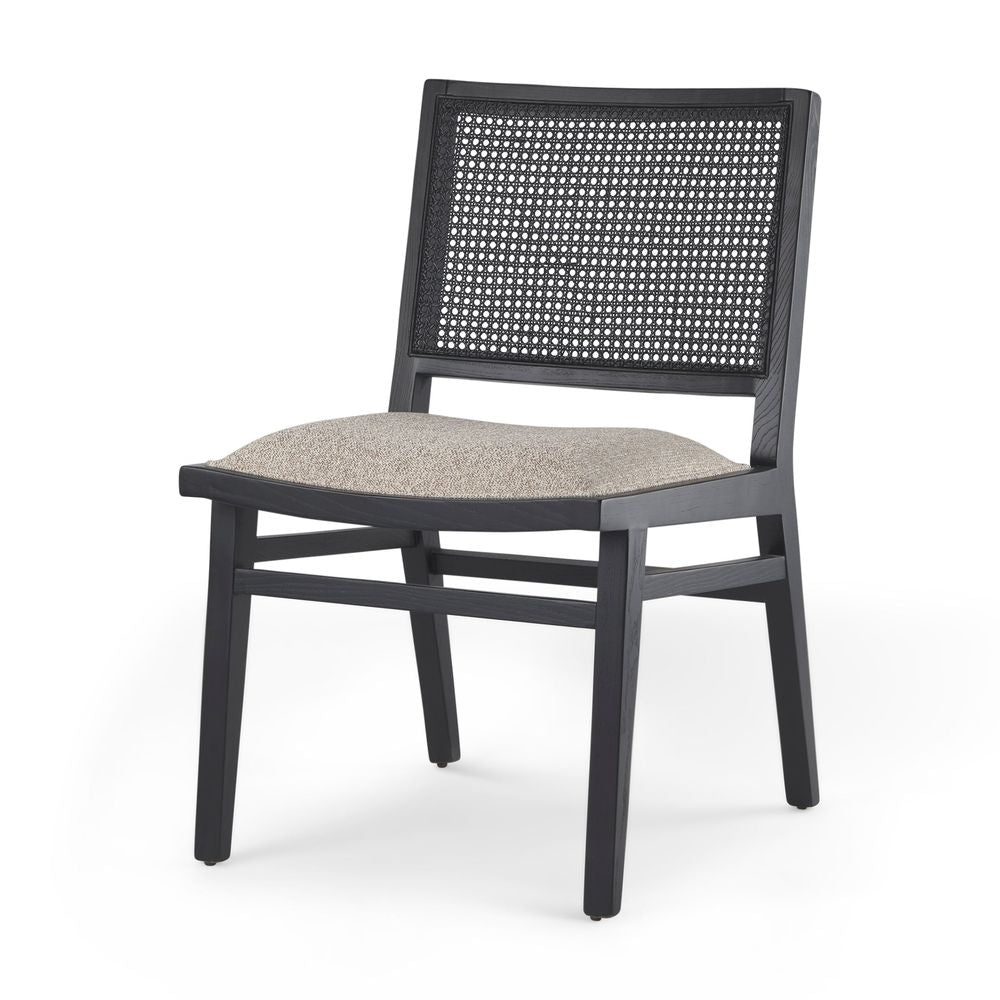 Salem Beige Fabric | Black Wood Dining Chair