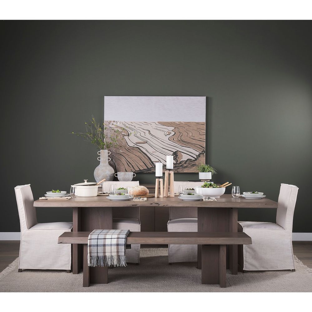 Dax Cream Fabric | Brown Wood Dining Chair