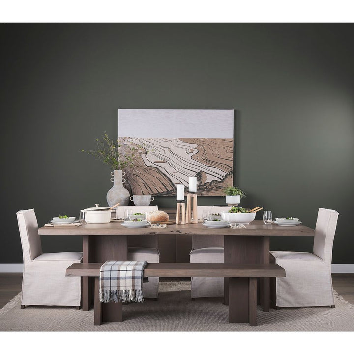 Dax Cream Fabric | Brown Wood Dining Chair