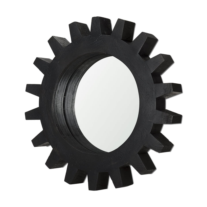 Sundance Cog 17" Round Black Wood Frame Mirror