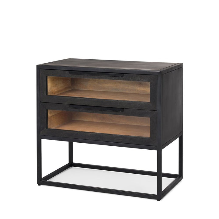 Garrick Black & Brown Wood | Black Metal End/Side Table